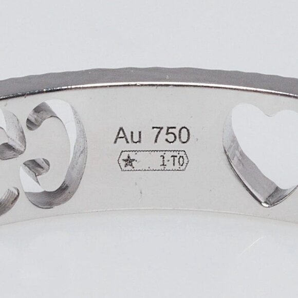 Gucci 18k White Gold Icon Heart Cut Out Ring Size 6.5 - Picture 6 of 8